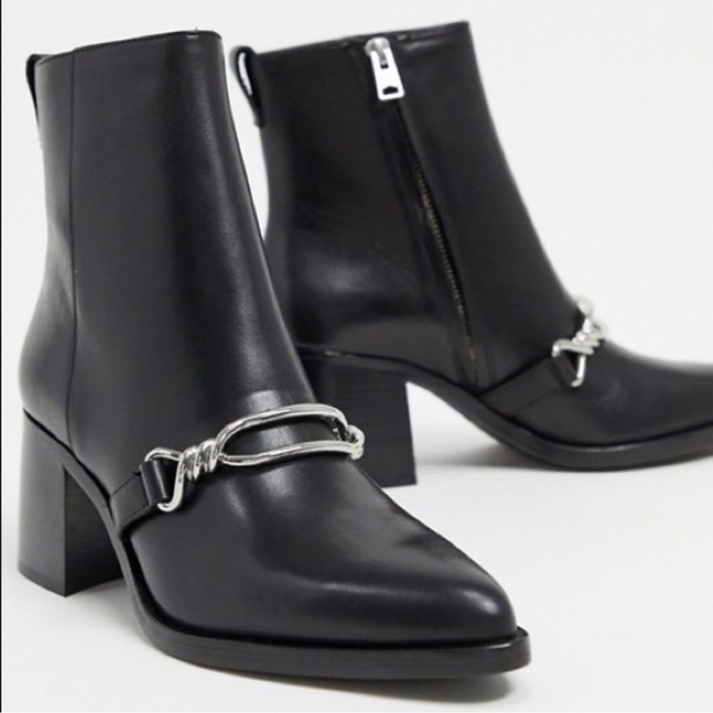 All Saints Rhye Black Leather Bootie. Size ( 39) 8.5